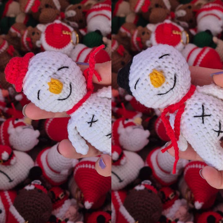Adorno de Muñeco de Nieve de Ganchillo Hecho a Mano – Decoración Navideña Amigurumi para venta al por mayor de despinacrafting