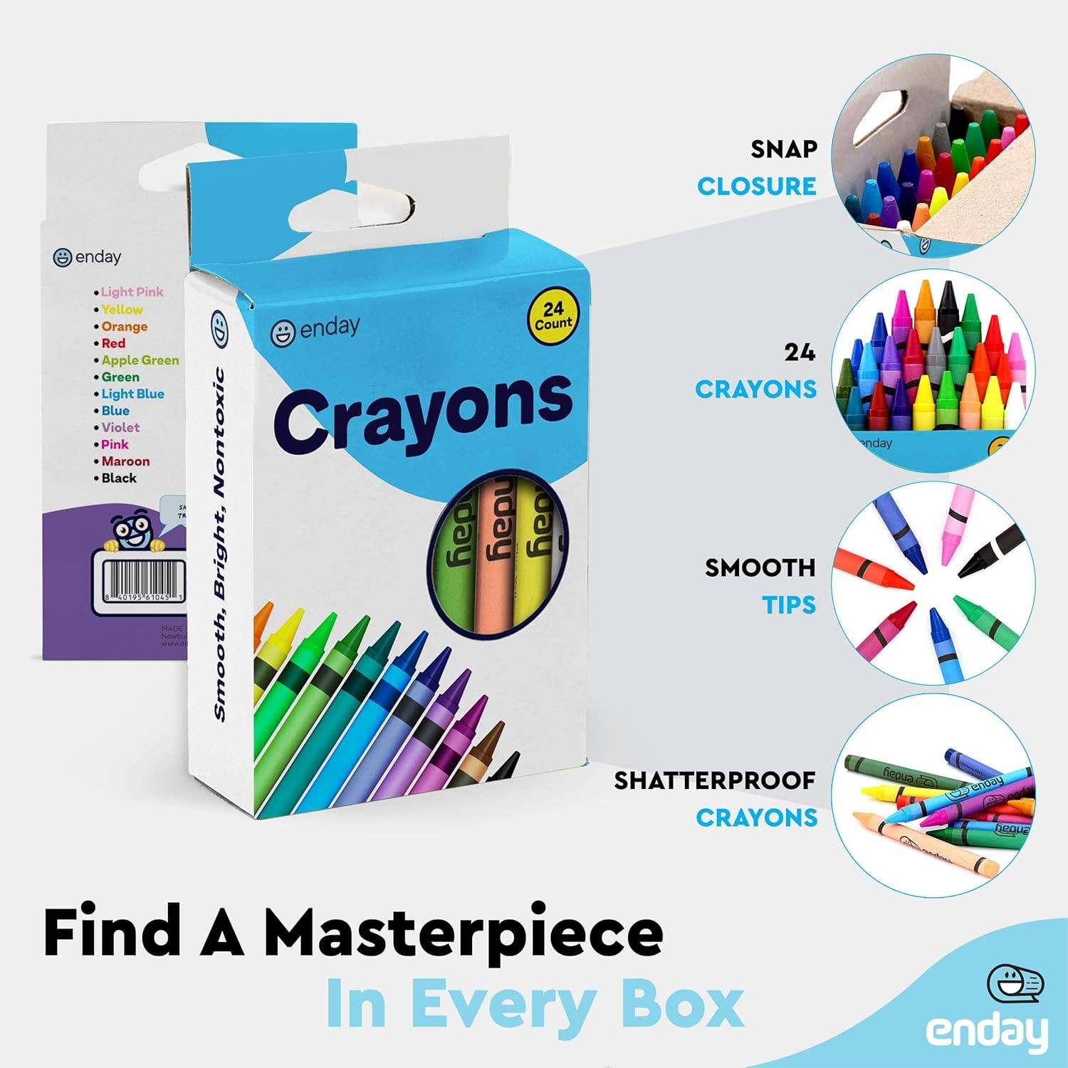 enday - Wholesale Crayons - Kids & Baby - Enday Premium  Crayons 24 Count, Box of Crayons 24 Color1