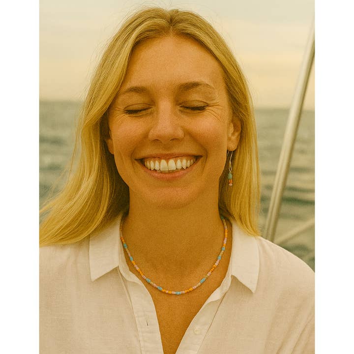 Necklace glass beads pearls and bean shape - Tina for wholesale by perleperle