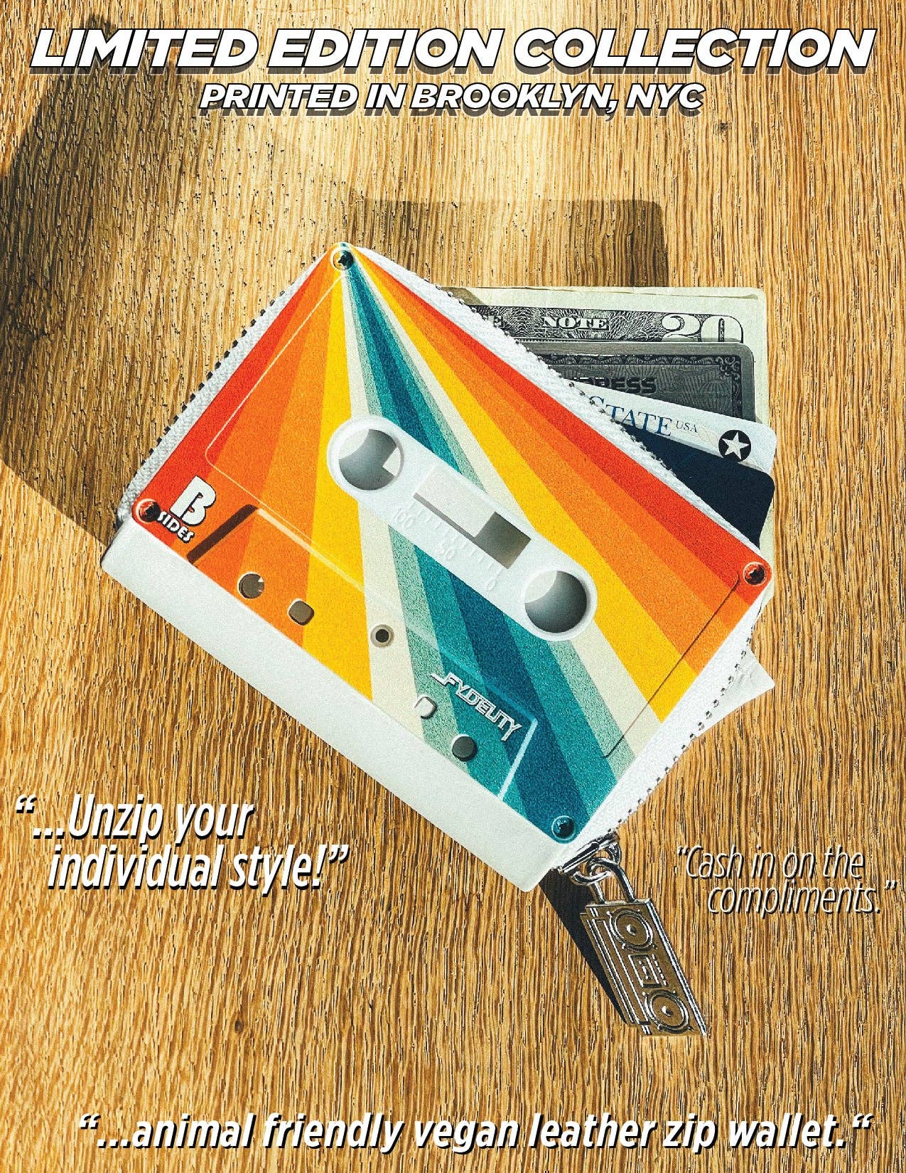 Fydelity - Wholesale Wallet - Unisex - 70299: Cassette Tape Wallet | Limited Edition | Retro Rainbow0
