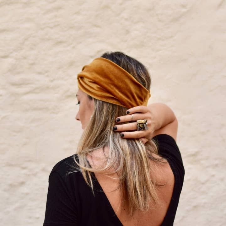 Petitama - Vendita all'ingrosso Fascia per capelli - Donna - Fascia turbante in velluto dorato per donna3