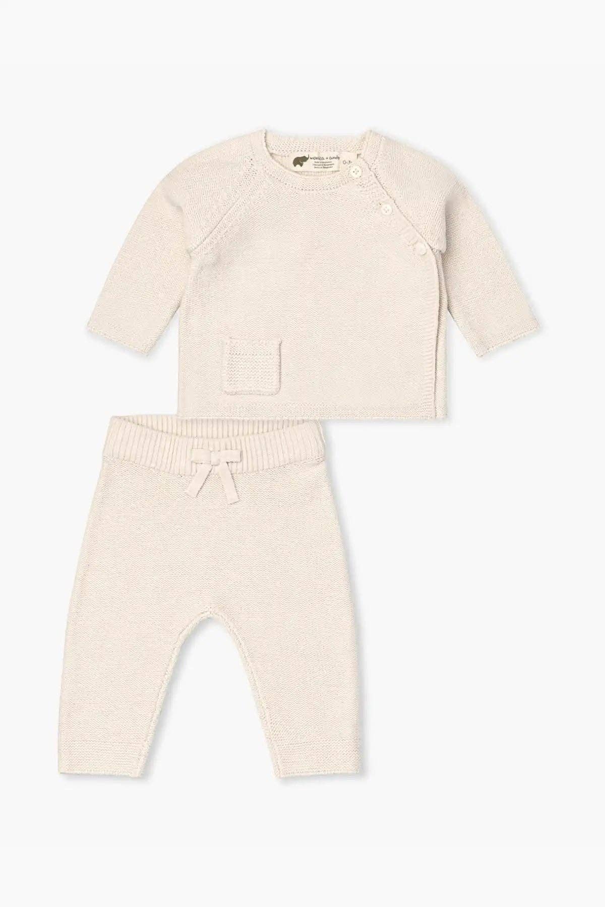 Monica + Andy – wholesale Top & trousers set – Baby – Little Darling Knit Top + Bottom_Cream