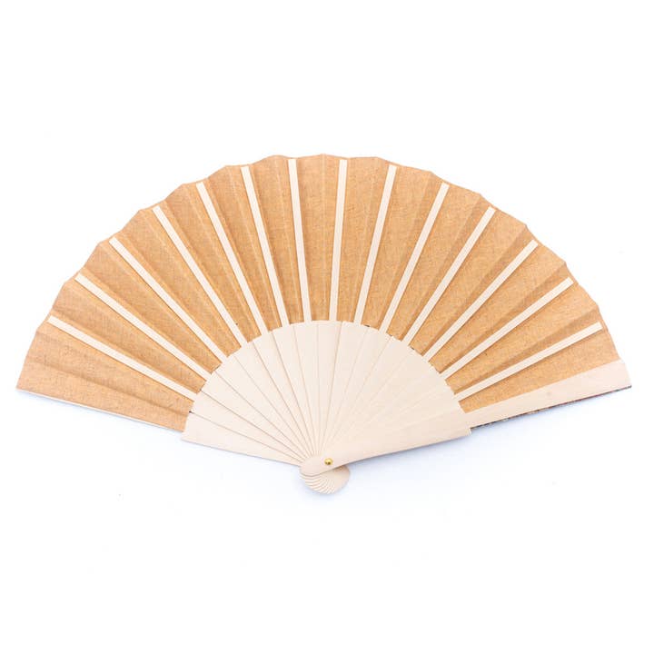 Meninas Bonitas Cork - Wholesale Handheld Folding Fan - 12units-Cork Antique Wooden Folding Hand Fan L-566-H-12