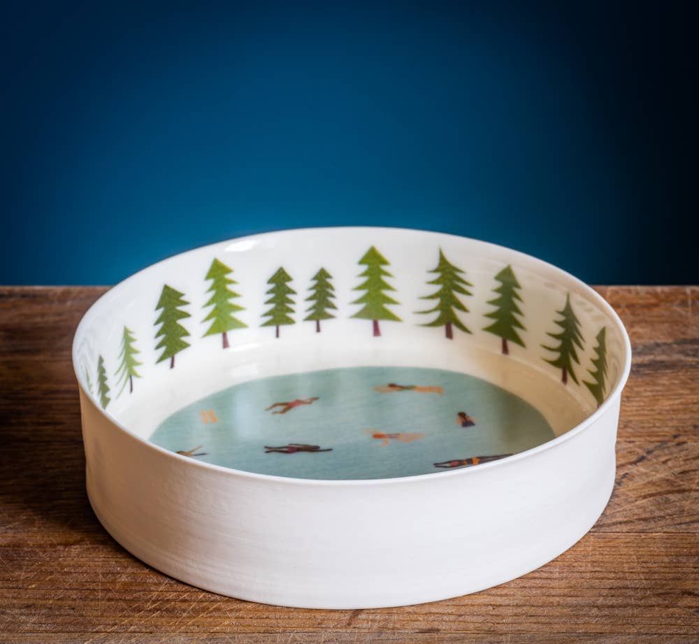 Becky Mackenzie Ceramics – wholesale Decorative plate/dish/bowl – Fine Porcelain Individually Handmade 'Wild Swimmers' Bowl2