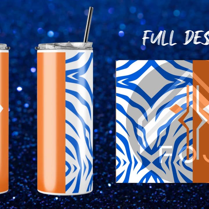 Ahsoka's Fulcrum Laranja/Azul & Branco Split© 20 oz. Copo por atacado de Fangirling Over Jesus