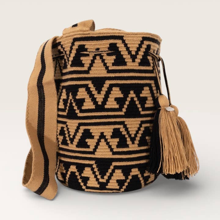 Geometrische Umhängetasche L | Schwarz für den Großhandel von Guajii Design