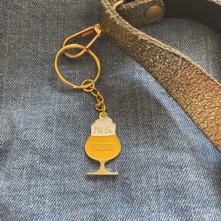 Madame la mouette - Vendita all'ingrosso Portachiavi - Donna - Portachiavi 'J'ai la pression' in oro con rilievo 2D1