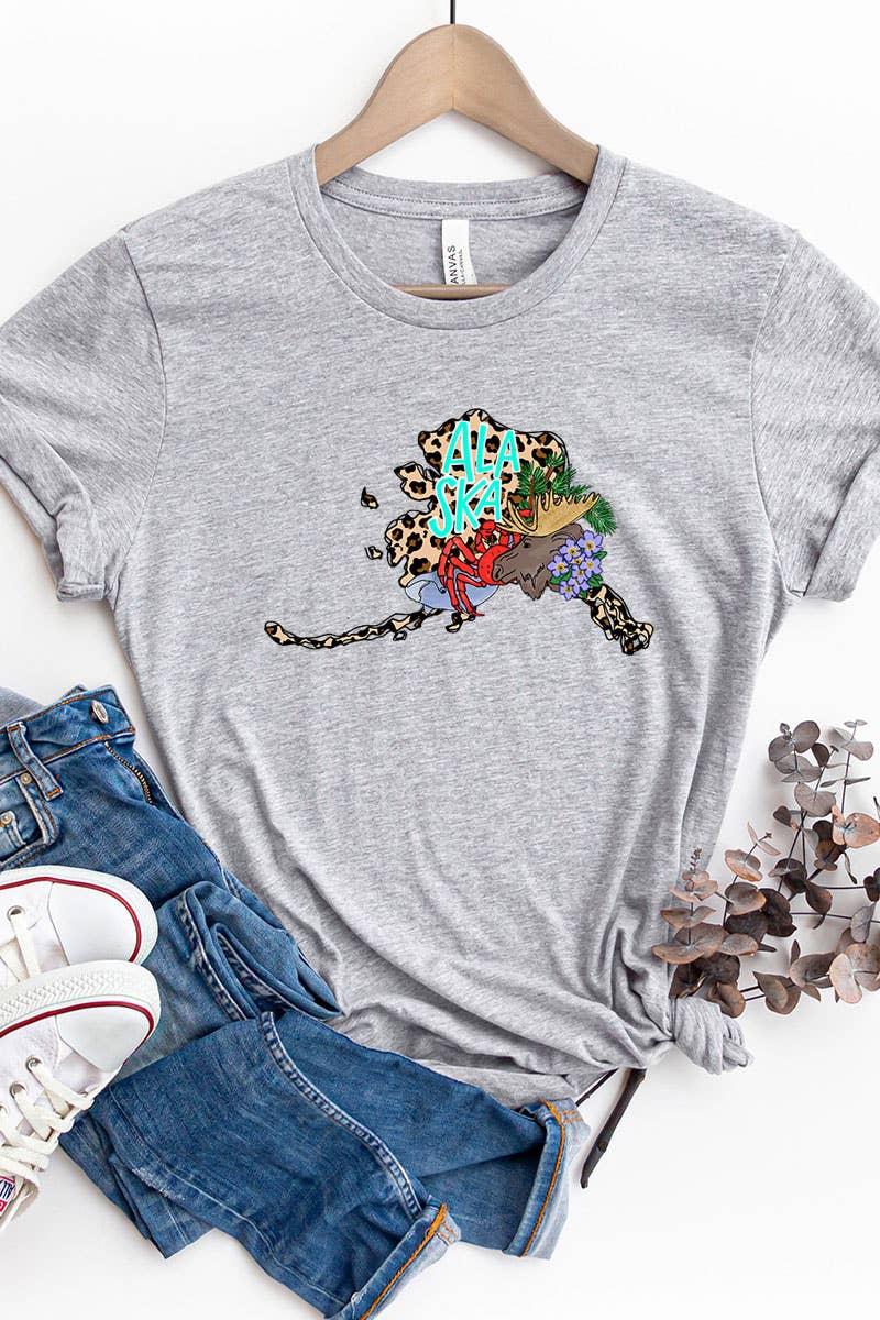 COLORBEAR – wholesale T-shirt med logga - Dam – Alaska STAT HANDRITAD GRAFISK T-SHIRT1