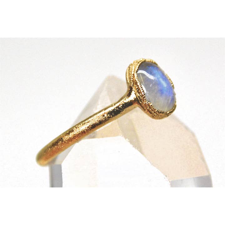 Daddy Daughter Jewelry - Venta al por mayor Anillos solitarios - Anillo de piedra lunar de oro | Anillo de piedra lunar arco iris | Anillo junio1