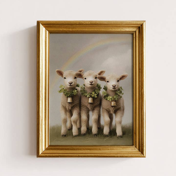 Lucky Little Lambs Art Print for wholesale by Paper House Print Shop