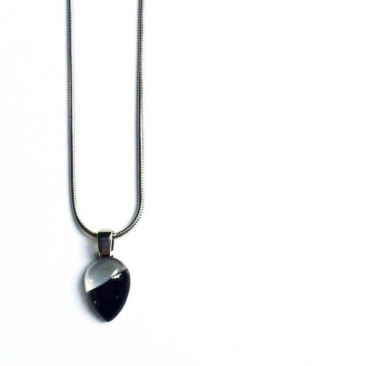 Hand painted black and silver drop pendant - Azurine for wholesale by Azurine