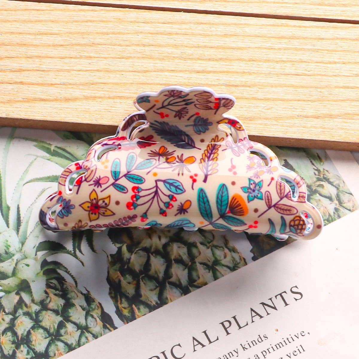 NINEXIS - Vente Pince à cheveux – femme - CWAHA1419_PINCE À CHEVEUX IRRÉGULIÈRE EN FORME DE FLEURS DE PLANTES À L'ACIDE ACÉTIQUE4