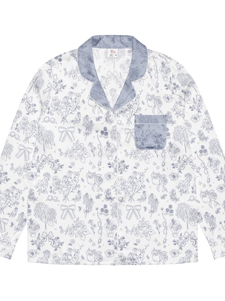 Haut de pyjama à manches longues Blossom and Bow | Pyjamas de mariée pour la vente par kash co studio