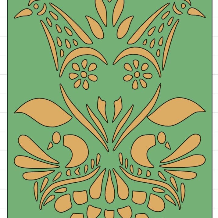 Retro Bird Pair Stencil for wholesale by Belle Stencils