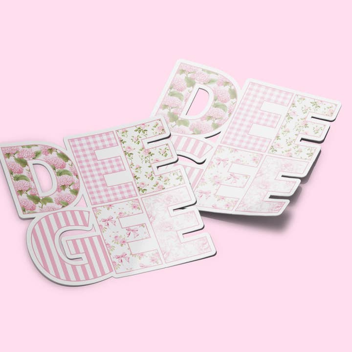 Autocollant Delta Gamma - Surnom Patchwork Rose pour la vente par Aspen and Lark
