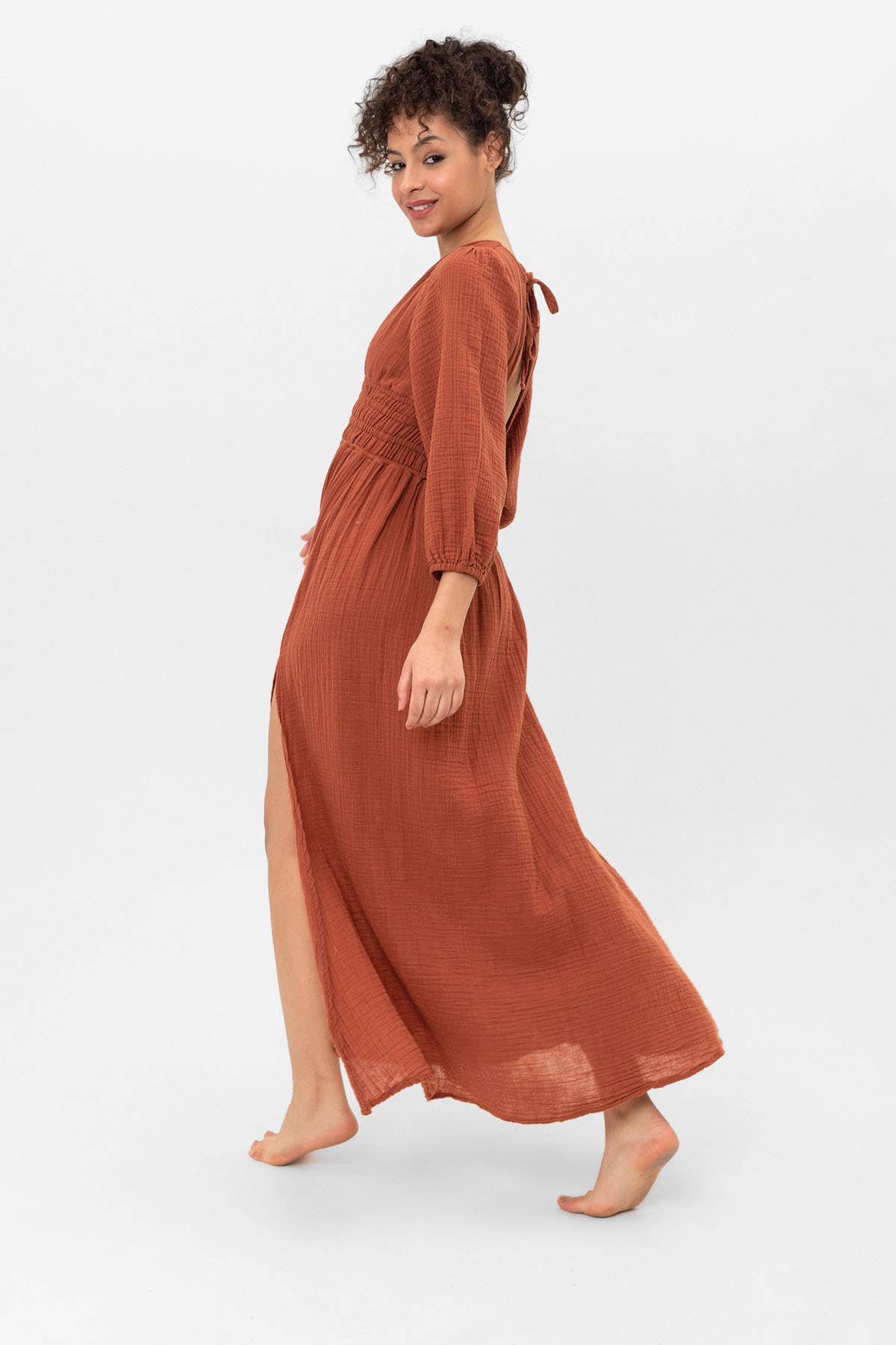 Blanca – Vestido - Mulher por atacado – Vestido de algodão com mangas longas2