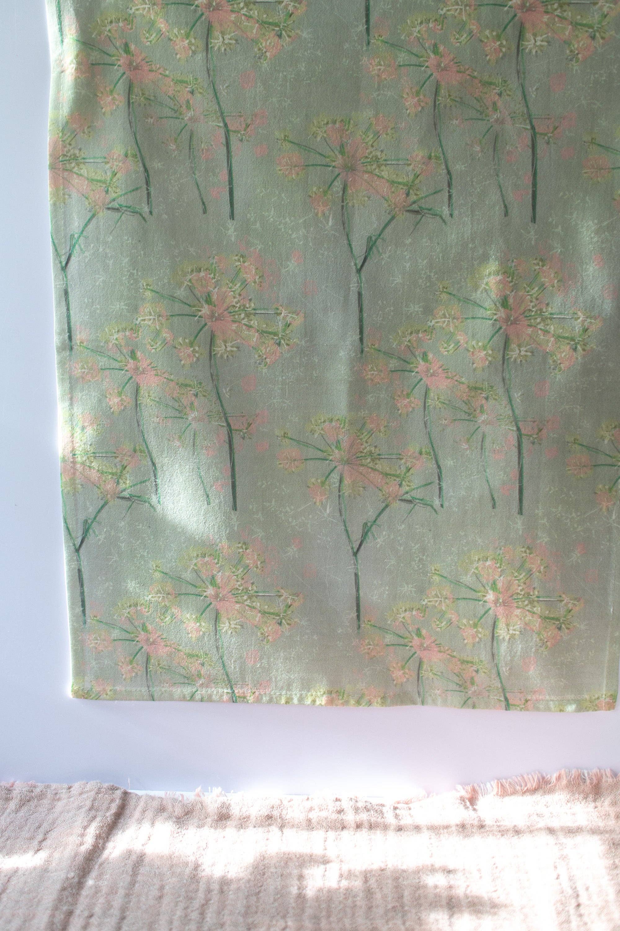 Gather Goods Co - Cards, Coasters, Tea Towels, Art, Mugs - Wholesale Tea Towel - Sage Green Tea Towel with Floral Botanical Print2