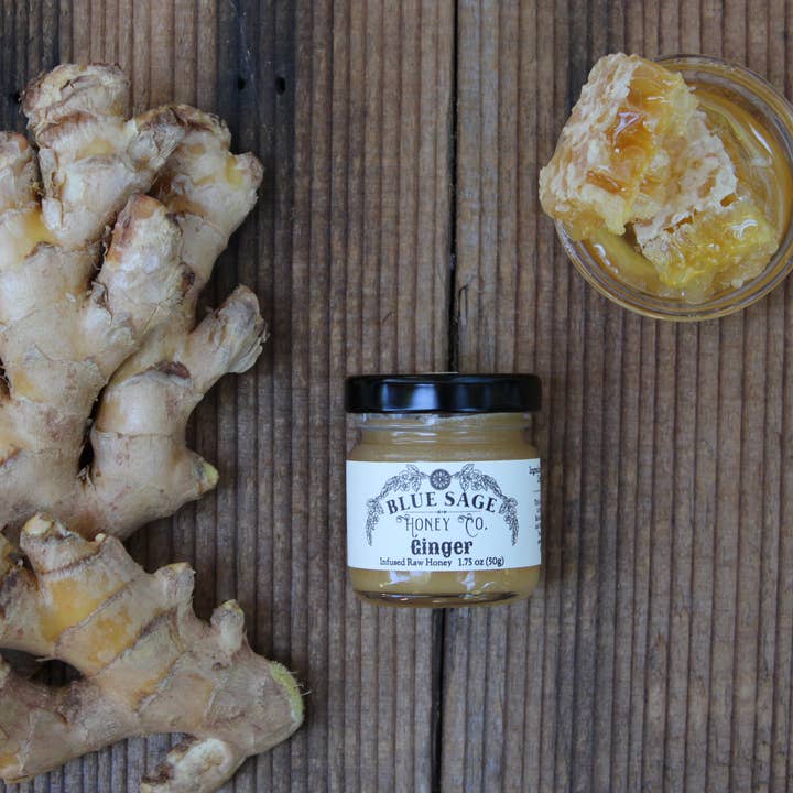Blue Sage Honey Co. – wholesale Honung – Ingefära infunderad rå honung äkta ingefära salt och söt1