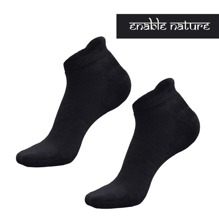 Calzini alla caviglia unisex in fibra di bambù - Nero (set di 2) per la vendita all'ingrosso da parte di Enable Nature