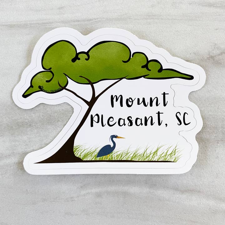 Oak Tree & Heron Mount Pleasant, SC Sticker for wholesale by Nanner Designs