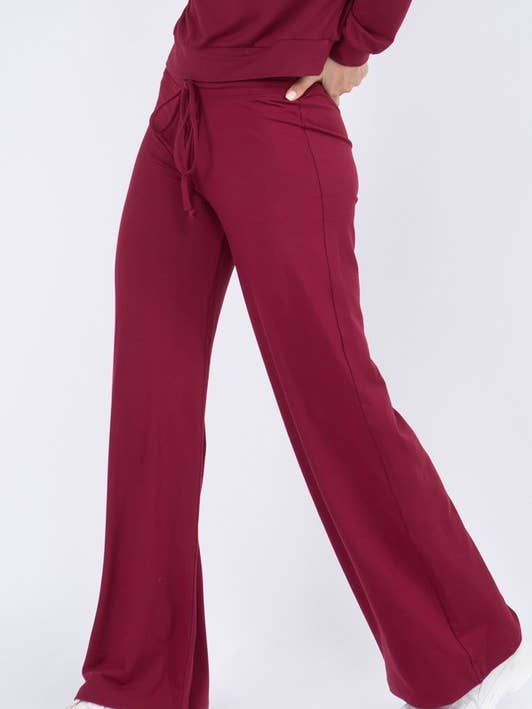 Calças de Lounge Femininas de Perna Larga com Cordão por atacado de Yelete