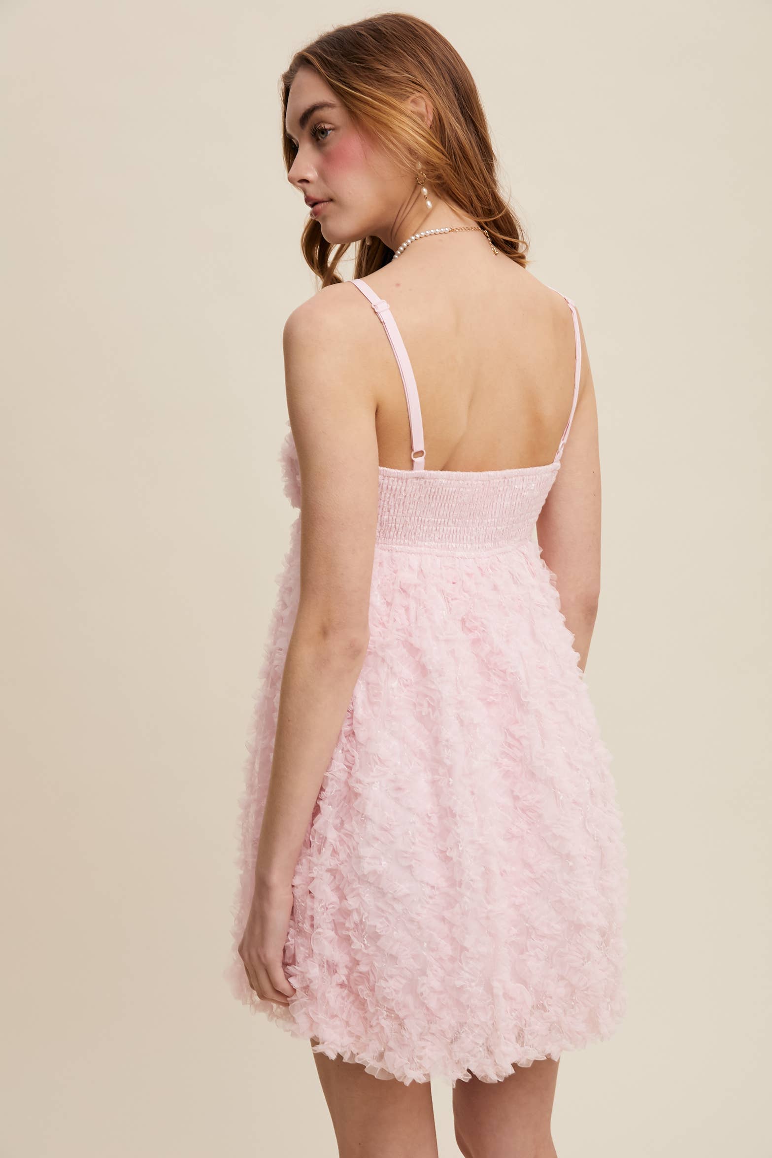 Listicle - Wholesale Dress - Women's - Fluffy Mesh Lace Layered Mini Dress32