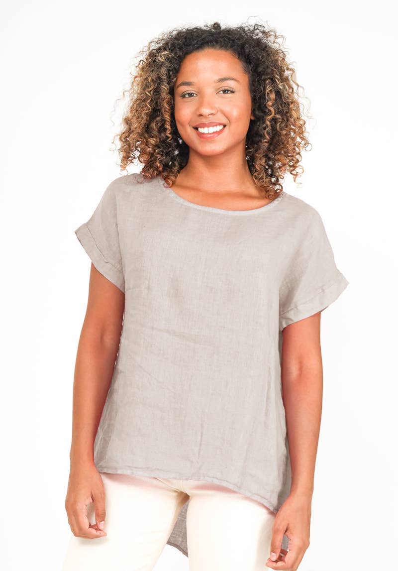 L'Emotion – wholesale Tunic – Women’s – Buttoned Back Opening T-Shirt 100% Linen1