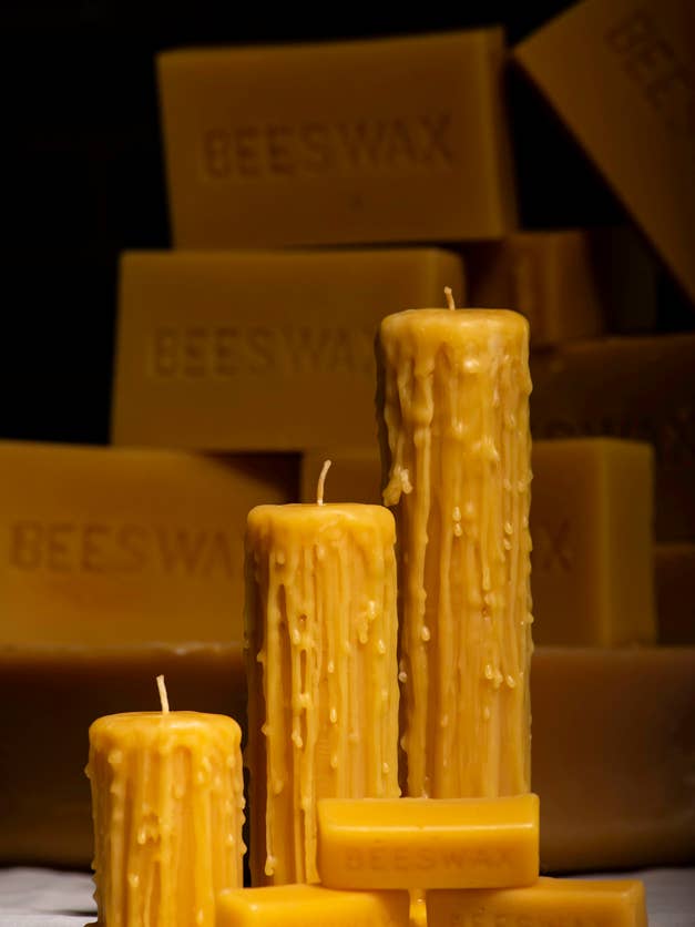 Beeswax Drippy Pillar Candle for wholesale by Waxing & Raining Handmade Goods