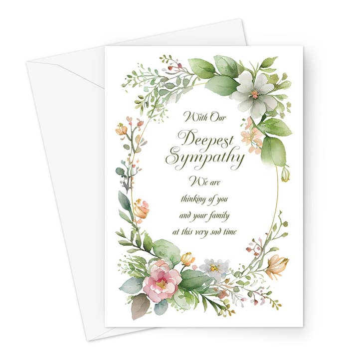 Floral Wreath Sympathy Greeting Card for wholesale by Wild And Arty