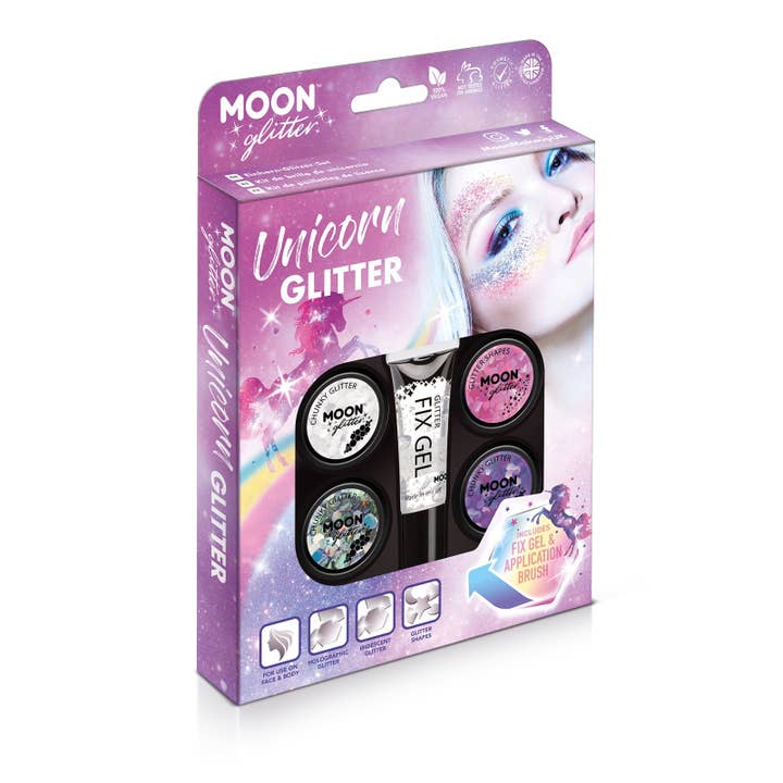 Unicorn Face & Body Glitter Kit Boxset for wholesale by Moon Makeup