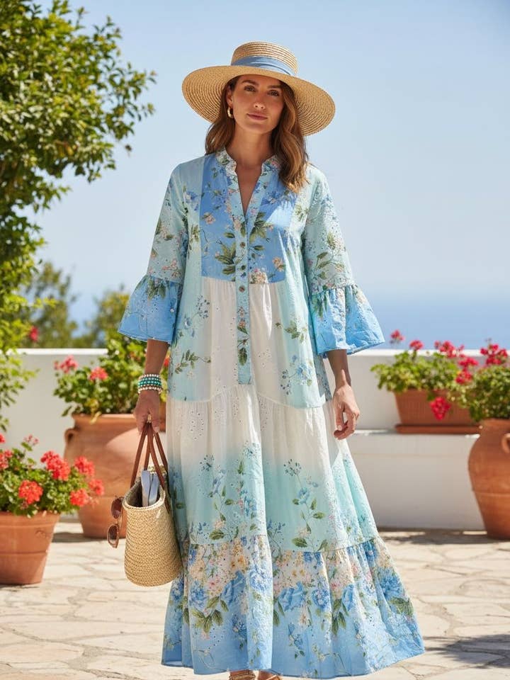 Robe longue en broderie anglaise 10681SA-3712 pour la vente par NOELINE