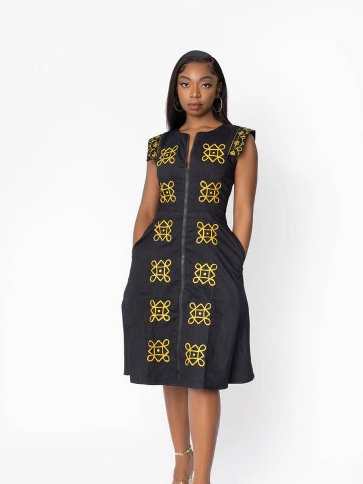 Vestido estilo chaqueta bordado africano Itura para venta al por mayor de Ray Darten