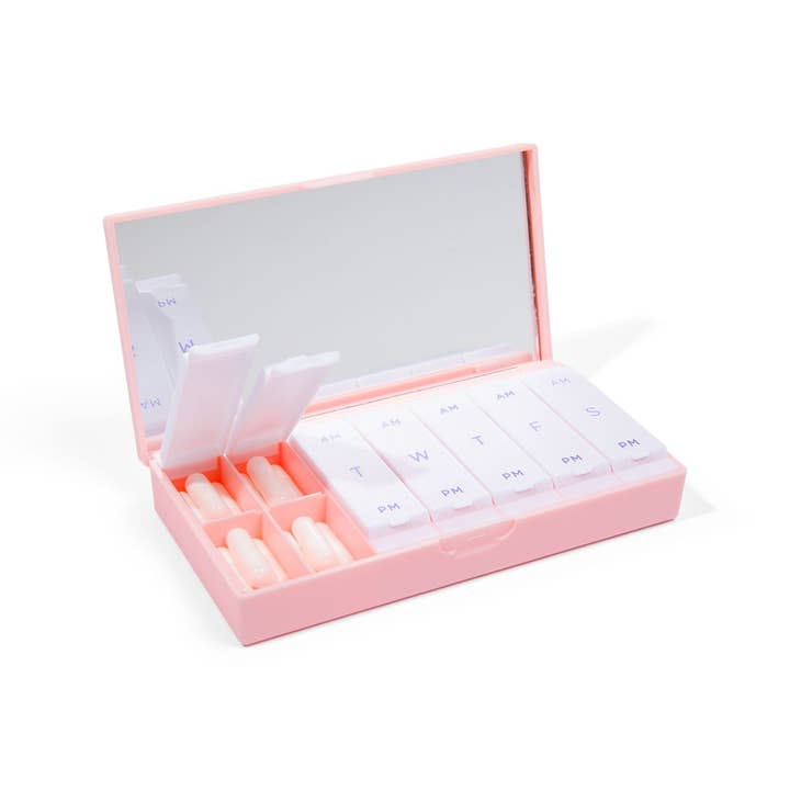 Port and Polish - Wholesale Pill Organizer - Blush Pink AM/PM Pill Box