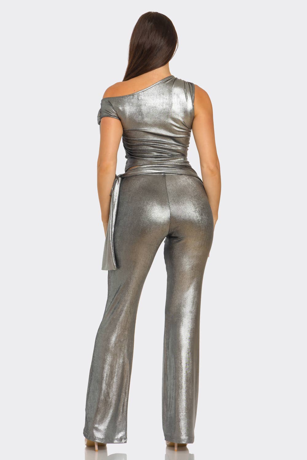 Julia by LoveJ – wholesale Top & pants set (NOT Loungewear) – Women's – Asymmetrical Shoulder Shirring Tie Top Pants Set8