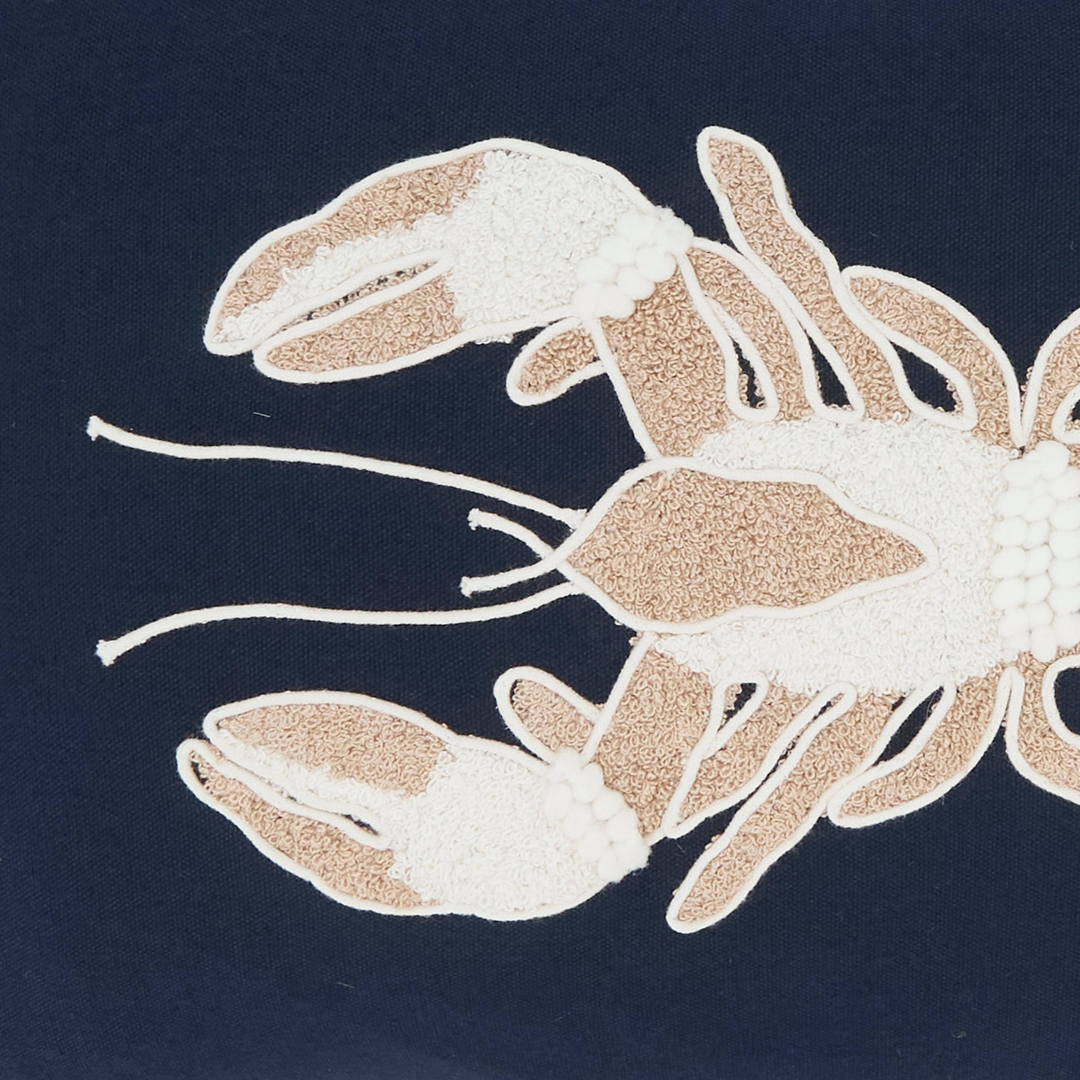 Navy Blue Embroidered Lobster Pillow for wholesale on Faire2