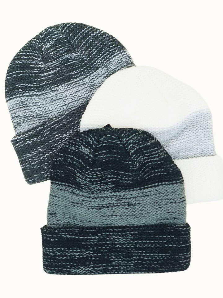 Ombre Heathered Slouchy Cuffed Unisex Beanie for wholesale by Olive & Pique