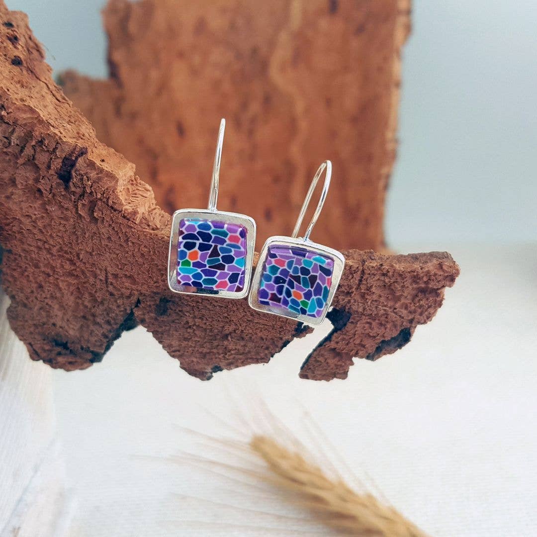 PASTACUITA - Wholesale Dangle Earrings - Modernist square hook earrings. Inspired by Gaudí.2