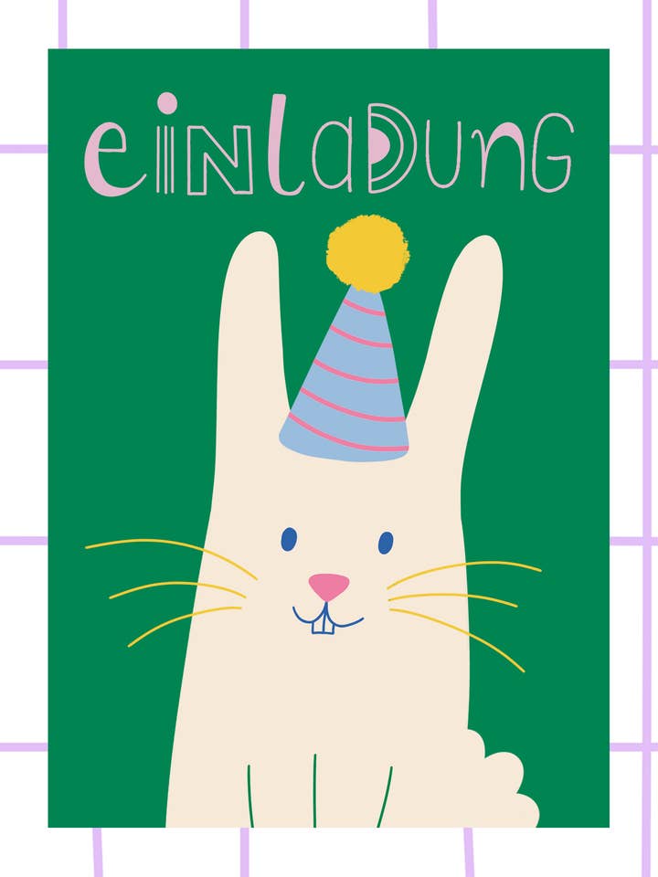 Set di 5 inviti di compleanno con coniglietto per la vendita all'ingrosso da parte di StudioSonna