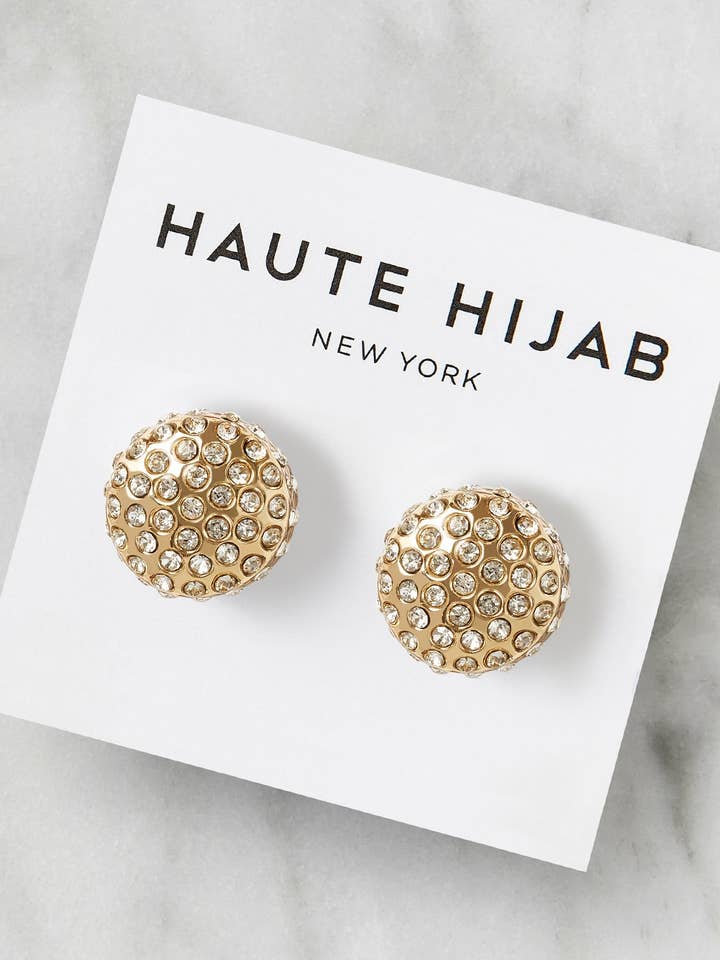 Pavé Crystal Hijab Magnets - Gold for wholesale by Haute Hijab