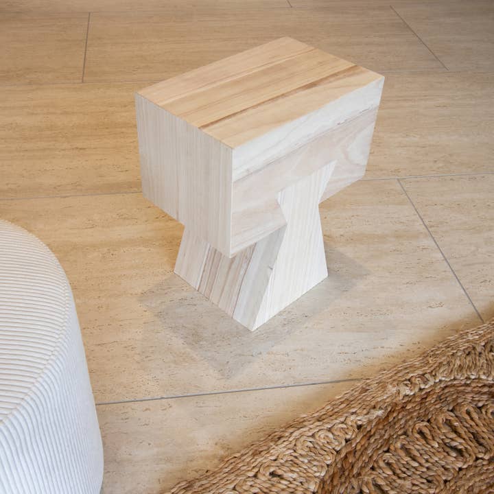 Now's Home - Wholesale Side Table - NATURAL PAULOWNIA WOOD ACCENT FURNITURE 35X22X42 LINE3