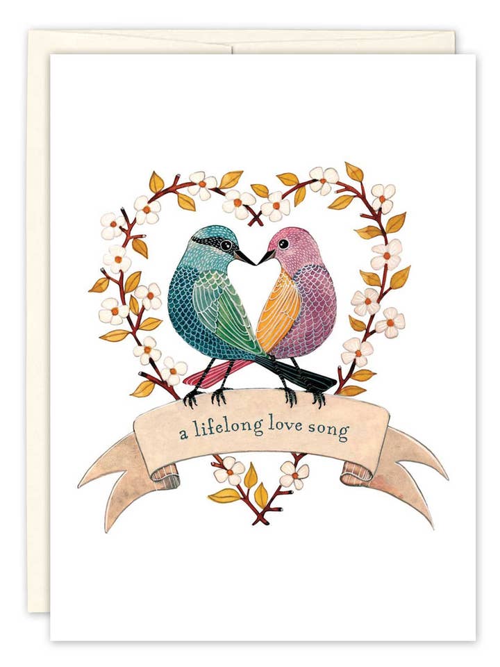 Carte de mariage Two Birds in Heart pour la vente par Biely & Shoaf