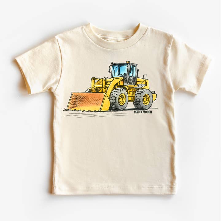Madi Moosh - Wholesale Screen Printed T-Shirt - Kids - Bulldozer Construction T-Shirt - Sketch Art Tee1