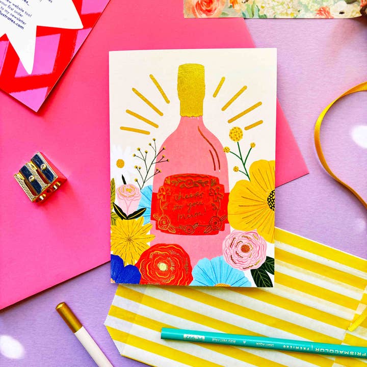 À ta santé Maman Carte de Fête des Mères | Florale Maman Reconnaissante pour la vente par Kerrie Illustrates