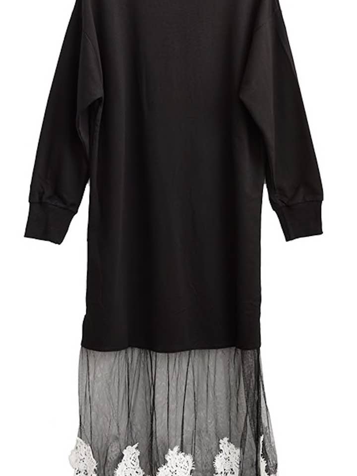 Comfortabele sweatshirtjurk met tule en kanten rand voor wholesale door Luxe & Leather by Madonna & Co