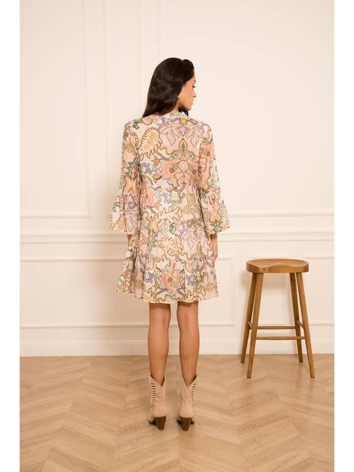 CHOKLATE PARIS - Wholesale Dress - Women's - Short printed silk dress Saint-Tropez - CK08110-27