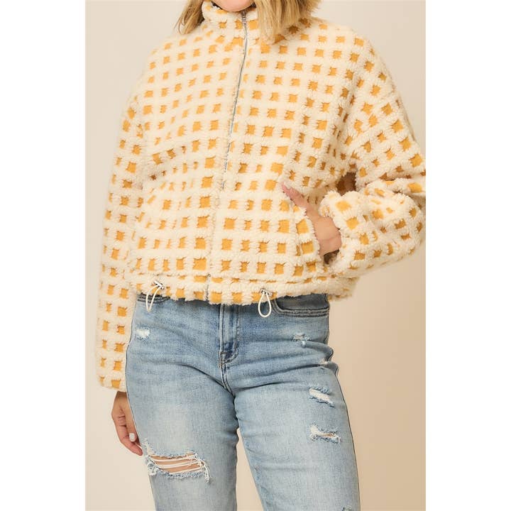 Cozy Casual, Inc. - Wholesale Jacket - Women's - Checker Sherpa Zip Up Jacket 4