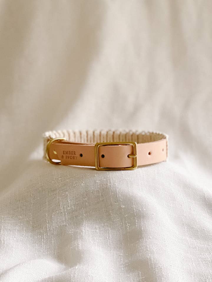 Natural/Ivory WIDE Leather & Macrame Collar for wholesale by EMBER & IVORY