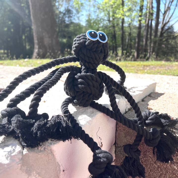 Monli Handcrafted Pet Toys - Wholesale Pet Rope Toy - Dog - Black Spider Dog Handmade Rope Toys | Halloween Decorations