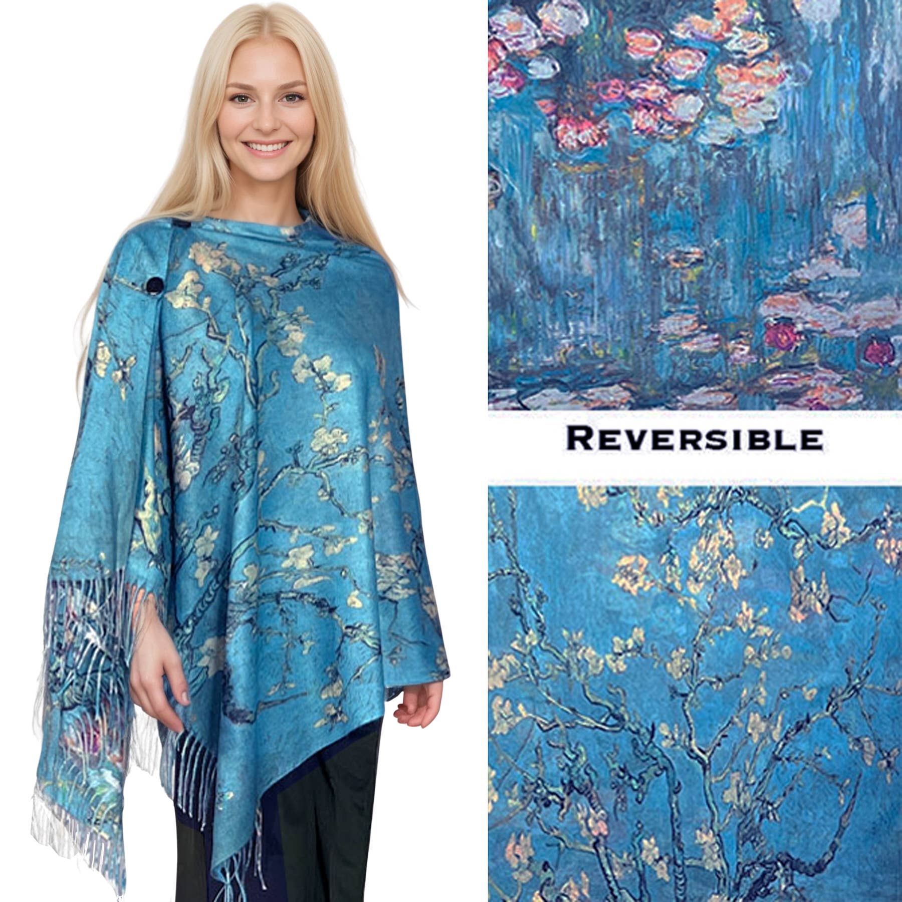 The Magic Scarf Company - Wholesale Wrap - Women's - 3180 - Sueded Art Design Button Shawls 16