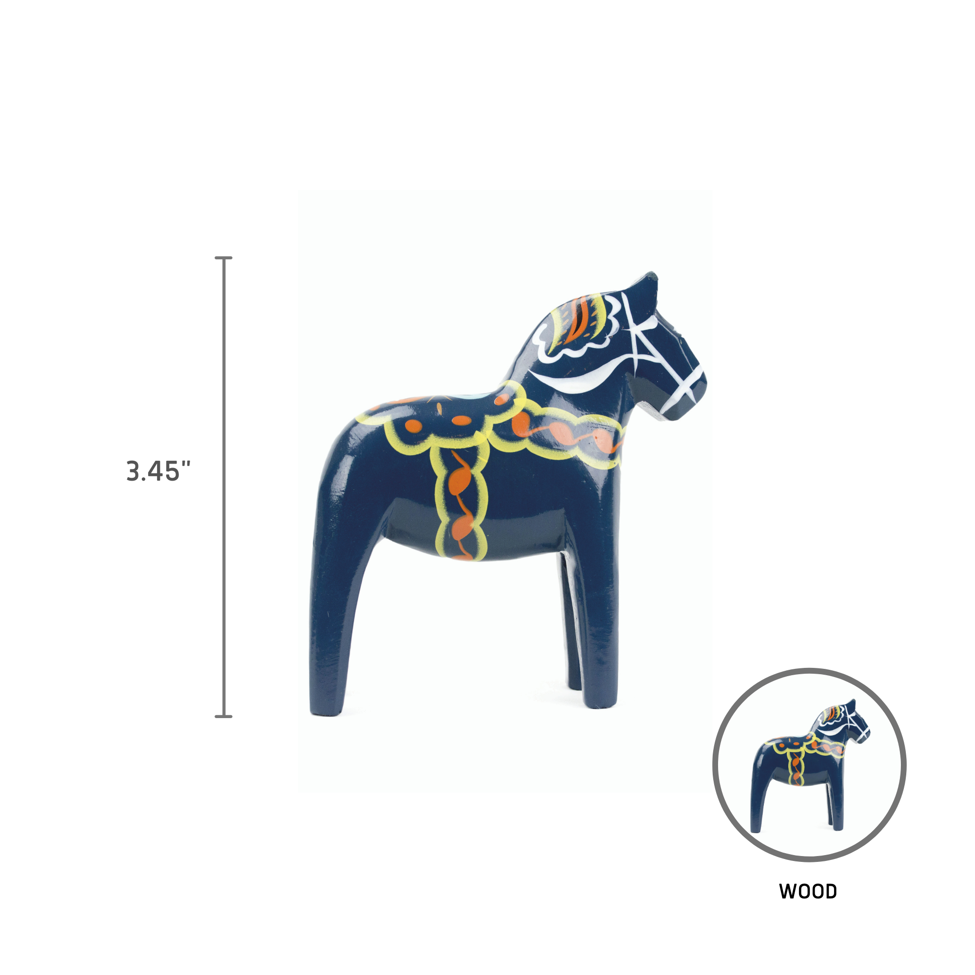 European Heritage Gifts - Wholesale Decorative Figurine - Blue Dalarna Wooden Horse2